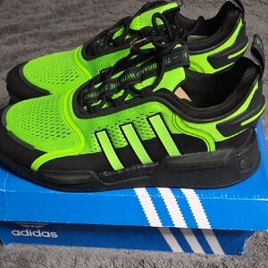 Adidas Men's Neon Green and Black Sneakers